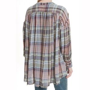 Free people come on over plaid oversized shirt M